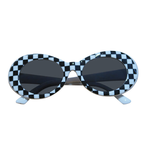 Kurt Cobain Style Glasses (Checkered White)